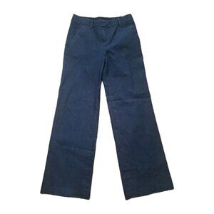 Theory Pants Dark Blue Denim Wide Leg Trousers 6 Workwear Classic Capsule Luxury